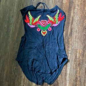 Free people embroidered tank xs
